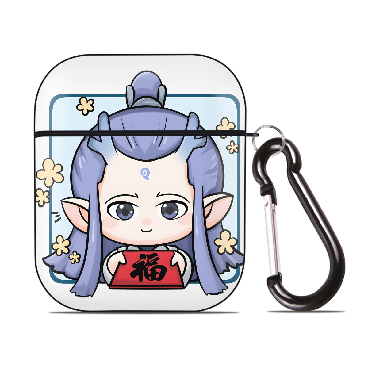 （画像用） Ne Zha 2 ナタ 魔童の大暴れ AirPods 第2世代保護ケース ハードシェル ブラック 耐衝撃・防指紋・カラビナ付き