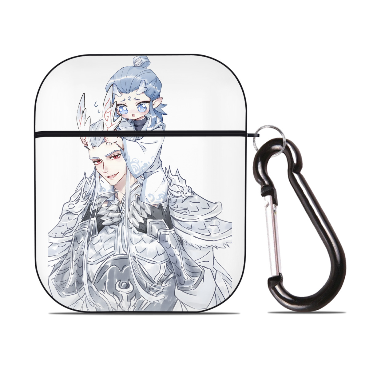 （画像用） Ne Zha 2 ナタ 魔童の大暴れ AirPods 第2世代保護ケース ハードシェル ブラック 耐衝撃・防指紋・カラビナ付き