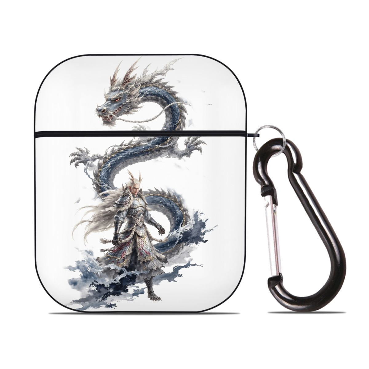 （画像用） Ne Zha 2 ナタ 魔童の大暴れ AirPods 第2世代保護ケース ハードシェル ブラック 耐衝撃・防指紋・カラビナ付き