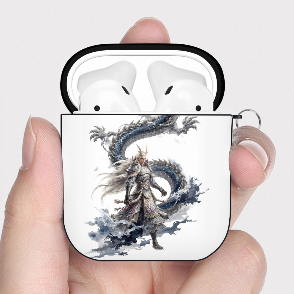 （画像用） Ne Zha 2 ナタ 魔童の大暴れ AirPods 第2世代保護ケース ハードシェル ブラック 耐衝撃・防指紋・カラビナ付き