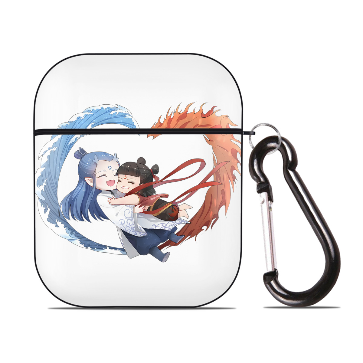 （画像用） Ne Zha 2 ナタ 魔童の大暴れ AirPods 第2世代保護ケース ハードシェル ブラック 耐衝撃・防指紋・カラビナ付き