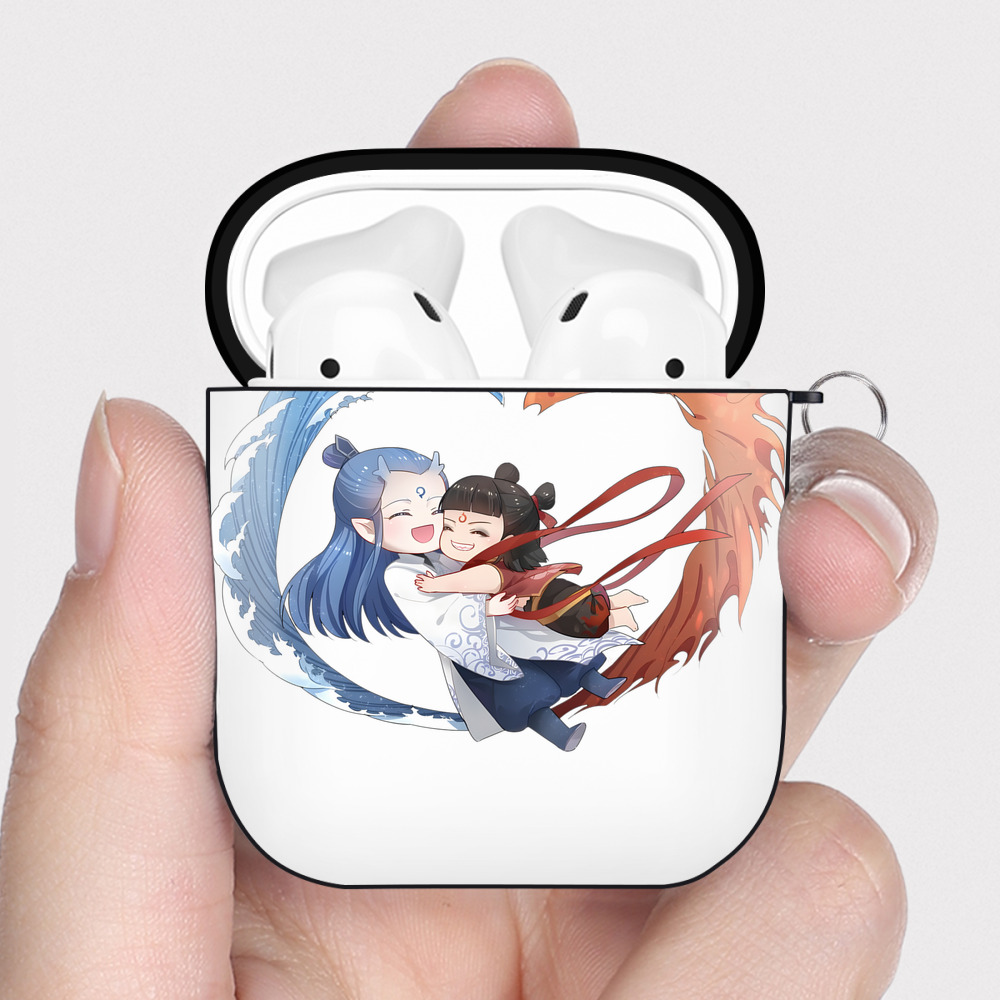 （画像用） Ne Zha 2 ナタ 魔童の大暴れ AirPods 第2世代保護ケース ハードシェル ブラック 耐衝撃・防指紋・カラビナ付き