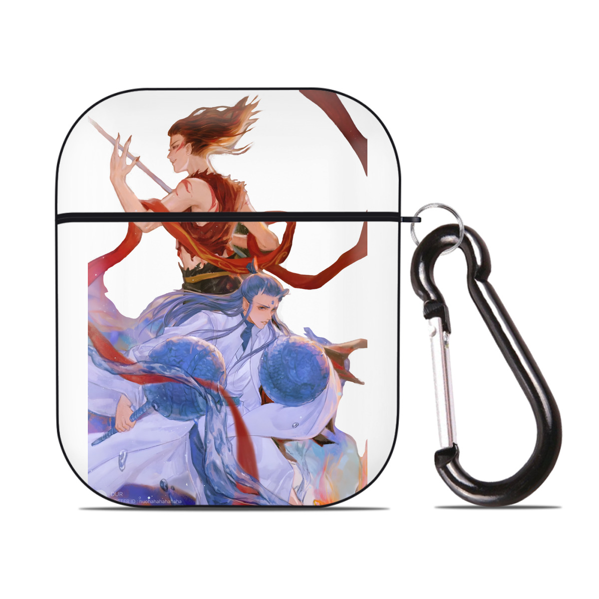 （画像用） Ne Zha 2 ナタ 魔童の大暴れ AirPods 第2世代保護ケース ハードシェル ブラック 耐衝撃・防指紋・カラビナ付き