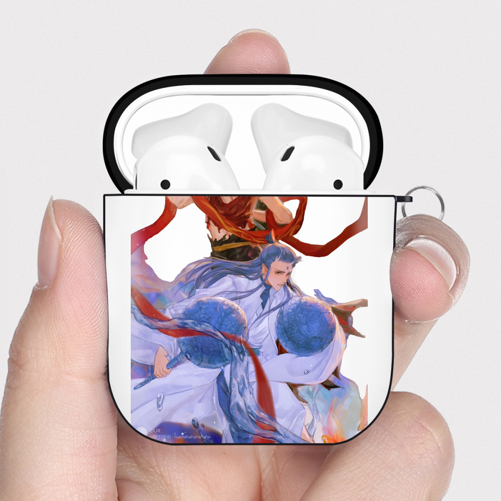 （画像用） Ne Zha 2 ナタ 魔童の大暴れ AirPods 第2世代保護ケース ハードシェル ブラック 耐衝撃・防指紋・カラビナ付き