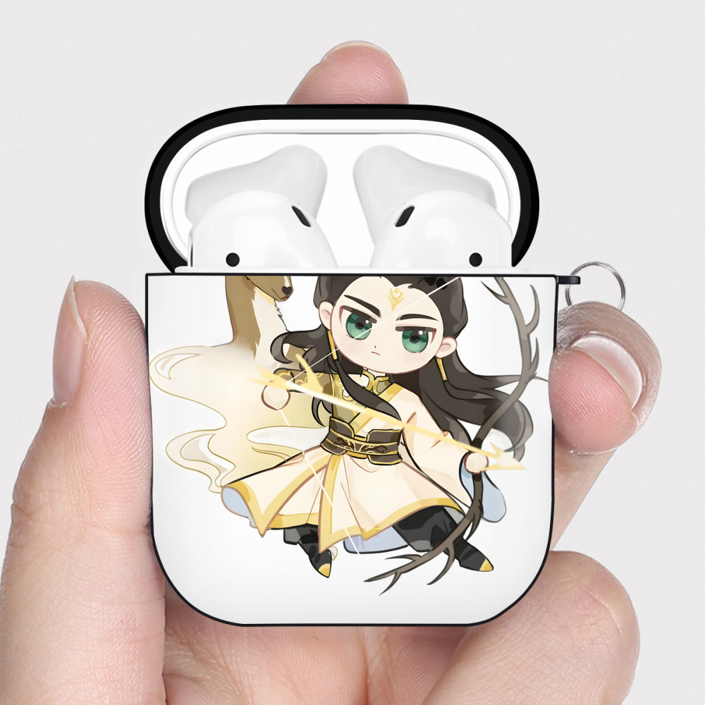 （画像用） Ne Zha 2 ナタ 魔童の大暴れ AirPods 第2世代保護ケース ハードシェル ブラック 耐衝撃・防指紋・カラビナ付き