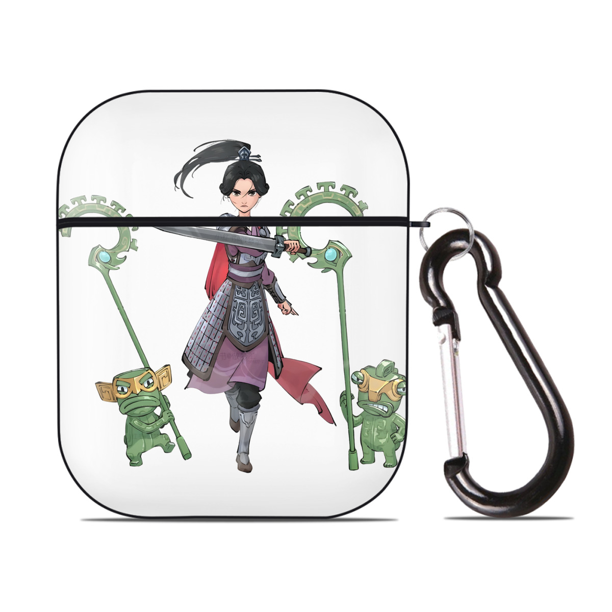 （画像用） Ne Zha 2 ナタ 魔童の大暴れ AirPods 第2世代保護ケース ハードシェル ブラック 耐衝撃・防指紋・カラビナ付き