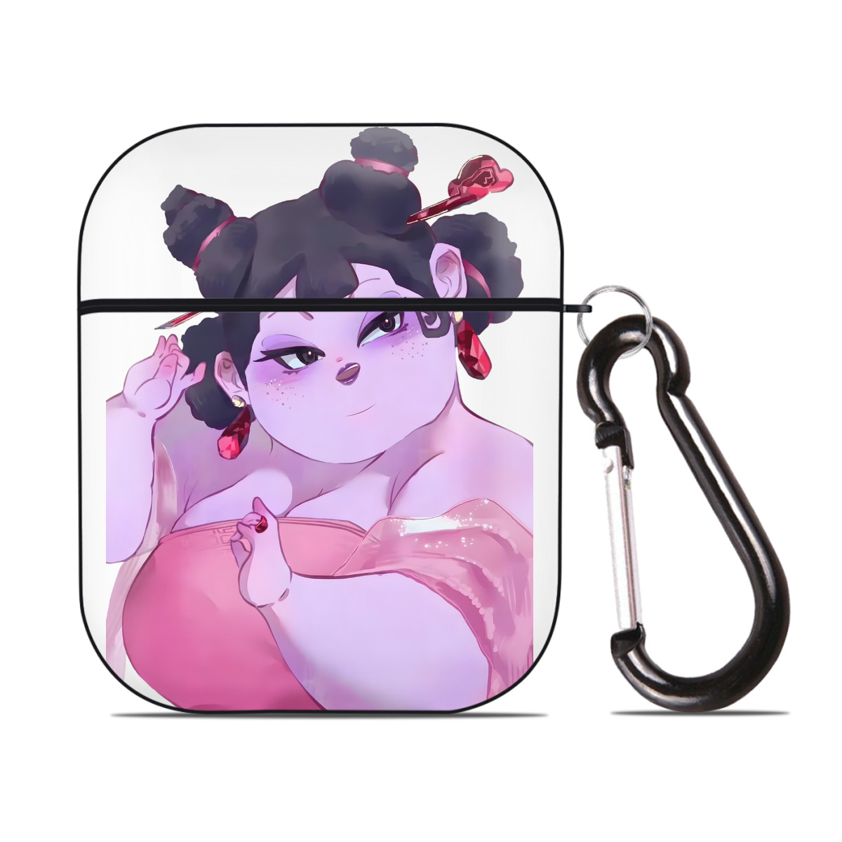 （画像用） Ne Zha 2 ナタ 魔童の大暴れ AirPods 第2世代保護ケース ハードシェル ブラック 耐衝撃・防指紋・カラビナ付き