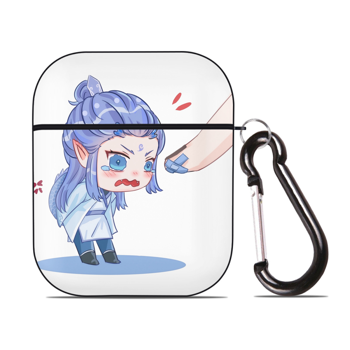 （画像用） Ne Zha 2 ナタ 魔童の大暴れ AirPods 第2世代保護ケース ハードシェル ブラック 耐衝撃・防指紋・カラビナ付き