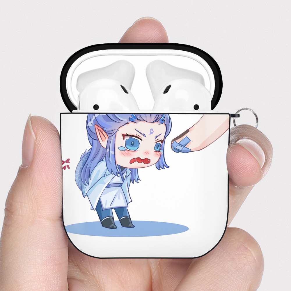 （画像用） Ne Zha 2 ナタ 魔童の大暴れ AirPods 第2世代保護ケース ハードシェル ブラック 耐衝撃・防指紋・カラビナ付き
