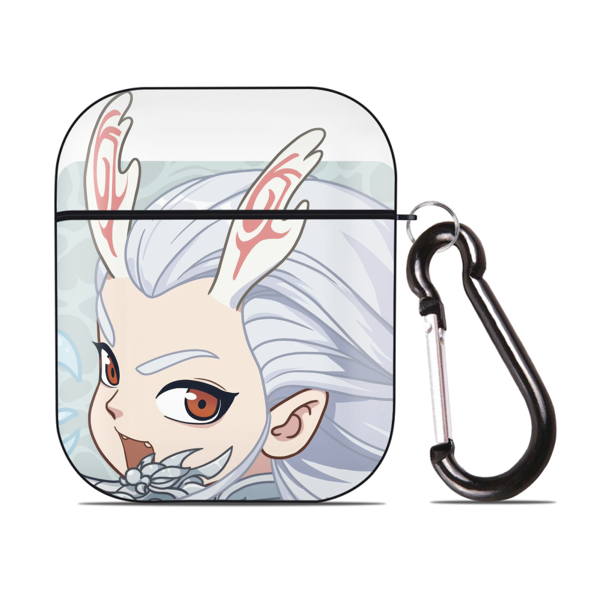 （画像用） Ne Zha 2 ナタ 魔童の大暴れ AirPods 第2世代保護ケース ハードシェル ブラック 耐衝撃・防指紋・カラビナ付き