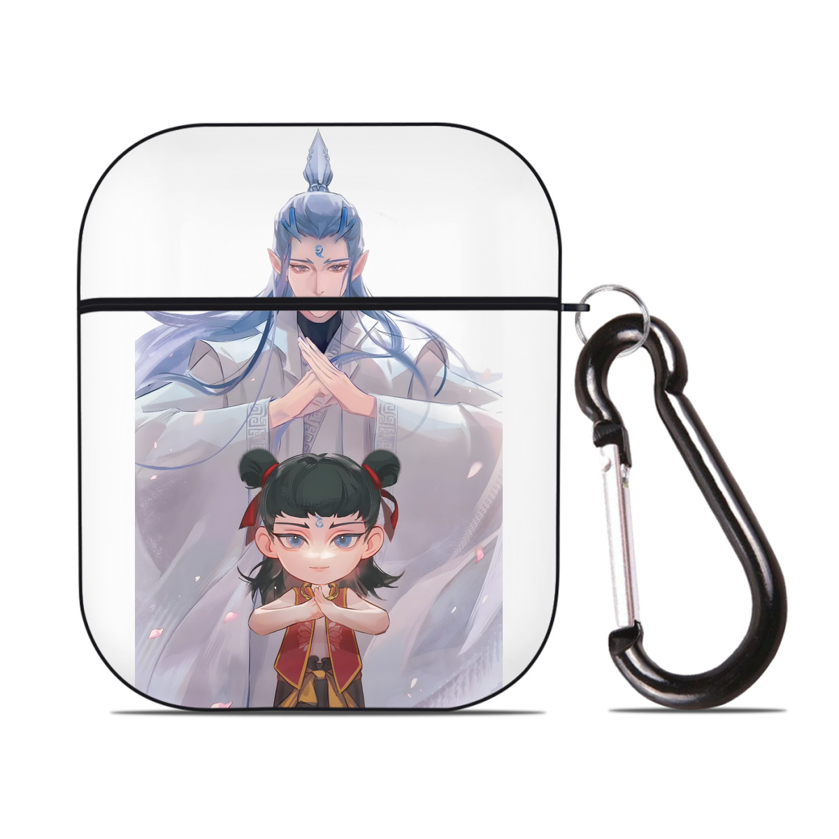 （画像用） Ne Zha 2 ナタ 魔童の大暴れ AirPods 第2世代保護ケース ハードシェル ブラック 耐衝撃・防指紋・カラビナ付き