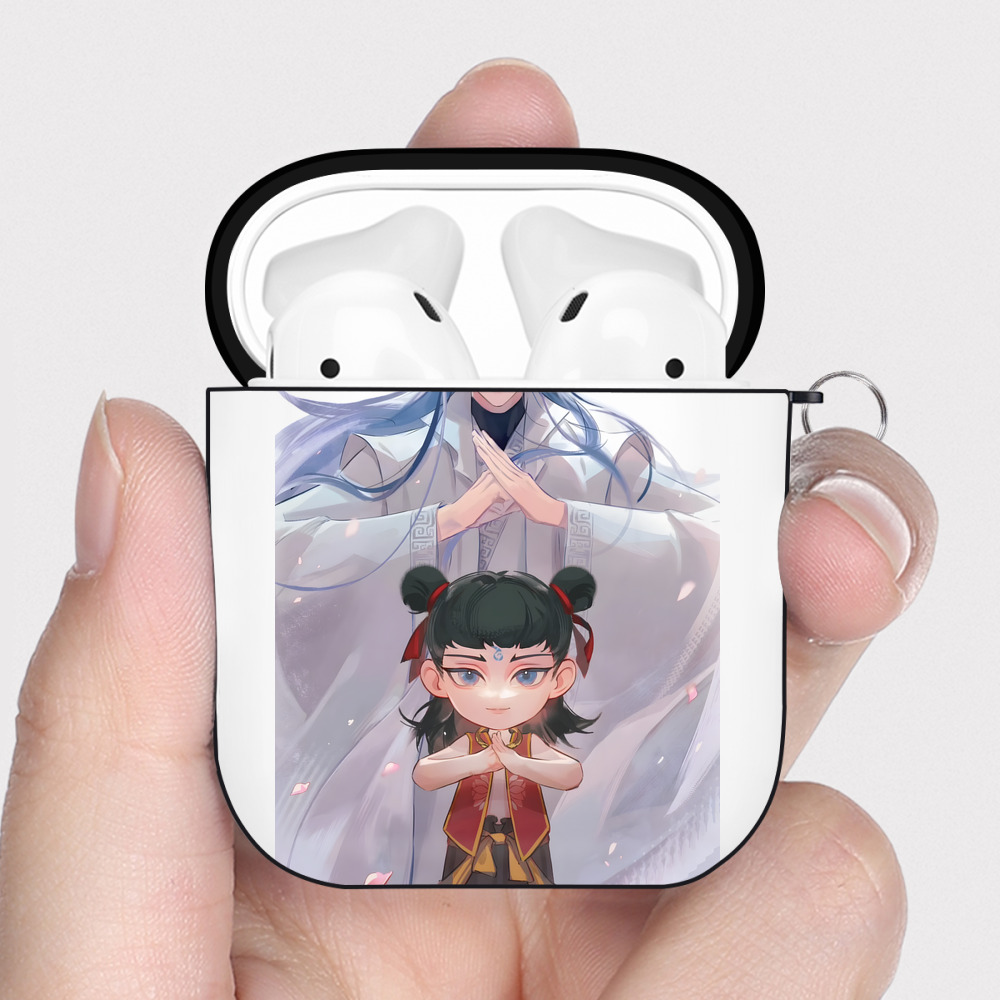 （画像用） Ne Zha 2 ナタ 魔童の大暴れ AirPods 第2世代保護ケース ハードシェル ブラック 耐衝撃・防指紋・カラビナ付き