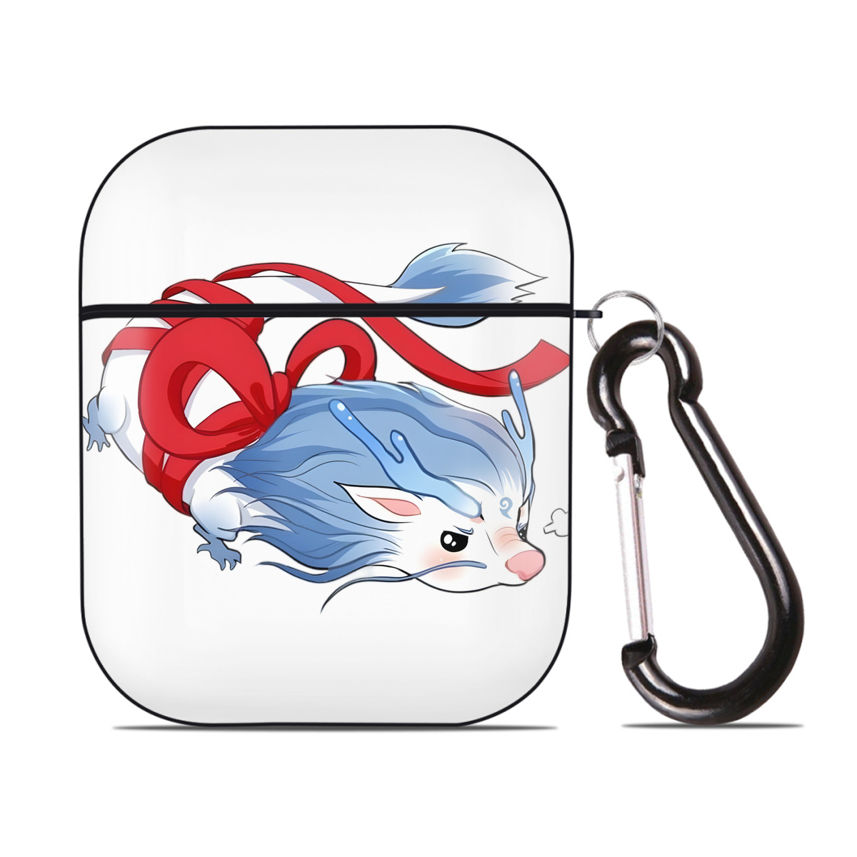 （画像用） Ne Zha 2 ナタ 魔童の大暴れ AirPods 第2世代保護ケース ハードシェル ブラック 耐衝撃・防指紋・カラビナ付き
