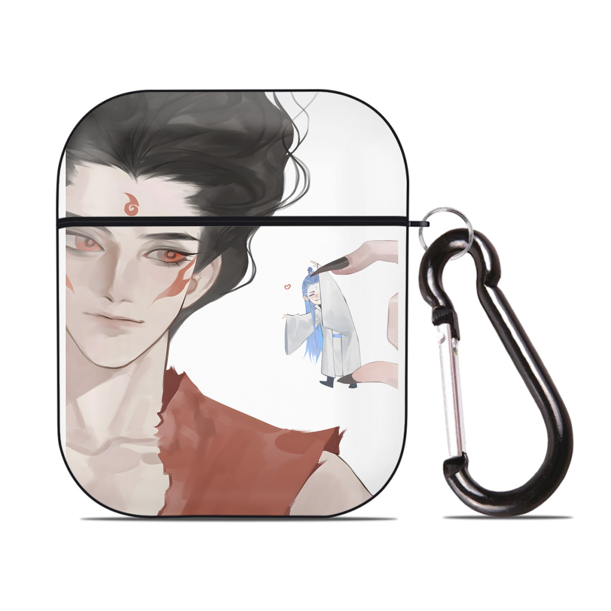 （画像用） Ne Zha 2 ナタ 魔童の大暴れ AirPods 第2世代保護ケース ハードシェル ブラック 耐衝撃・防指紋・カラビナ付き