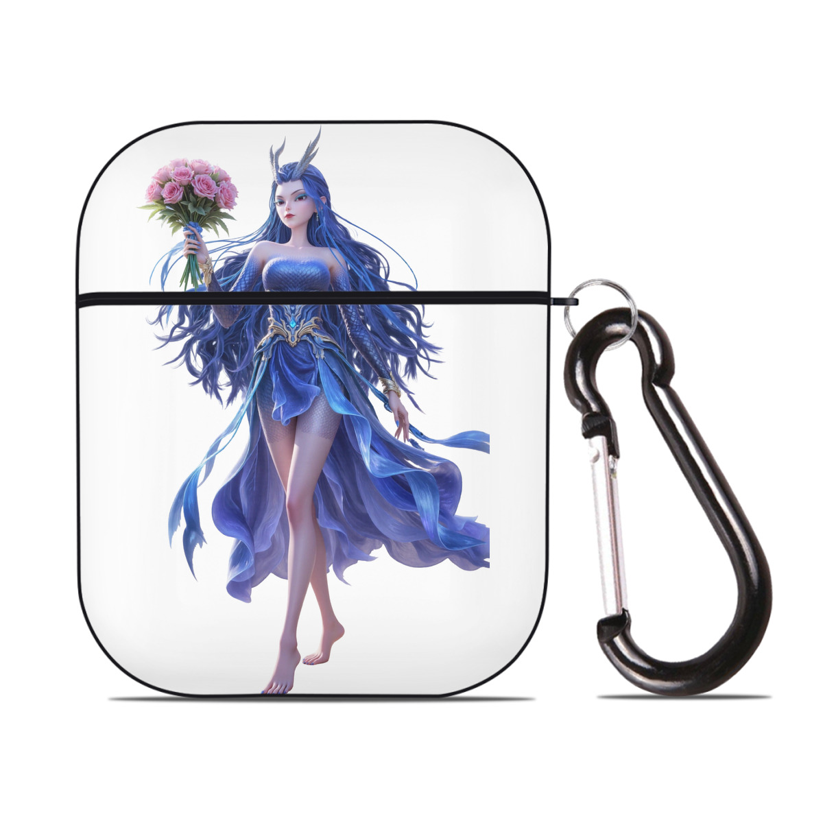 （画像用） Ne Zha 2 ナタ 魔童の大暴れ AirPods 第2世代保護ケース ハードシェル ブラック 耐衝撃・防指紋・カラビナ付き