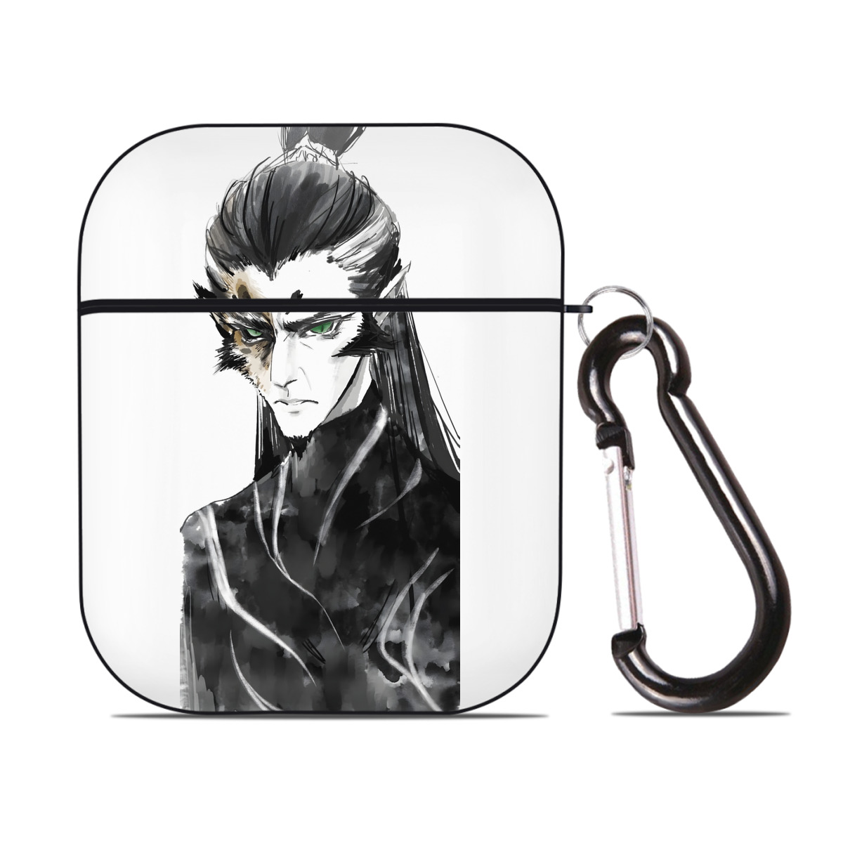 （画像用） Ne Zha 2 ナタ 魔童の大暴れ AirPods 第2世代保護ケース ハードシェル ブラック 耐衝撃・防指紋・カラビナ付き
