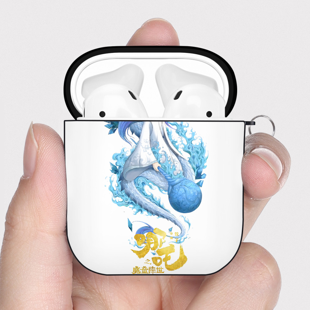 （画像用） Ne Zha 2 ナタ 魔童の大暴れ AirPods 第2世代保護ケース ハードシェル ブラック 耐衝撃・防指紋・カラビナ付き