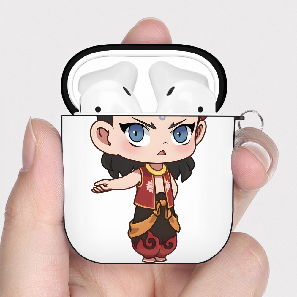 （画像用） Ne Zha 2 ナタ 魔童の大暴れ AirPods 第2世代保護ケース ハードシェル ブラック 耐衝撃・防指紋・カラビナ付き
