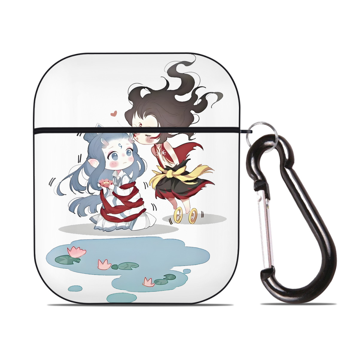 （画像用） Ne Zha 2 ナタ 魔童の大暴れ AirPods 第2世代保護ケース ハードシェル ブラック 耐衝撃・防指紋・カラビナ付き