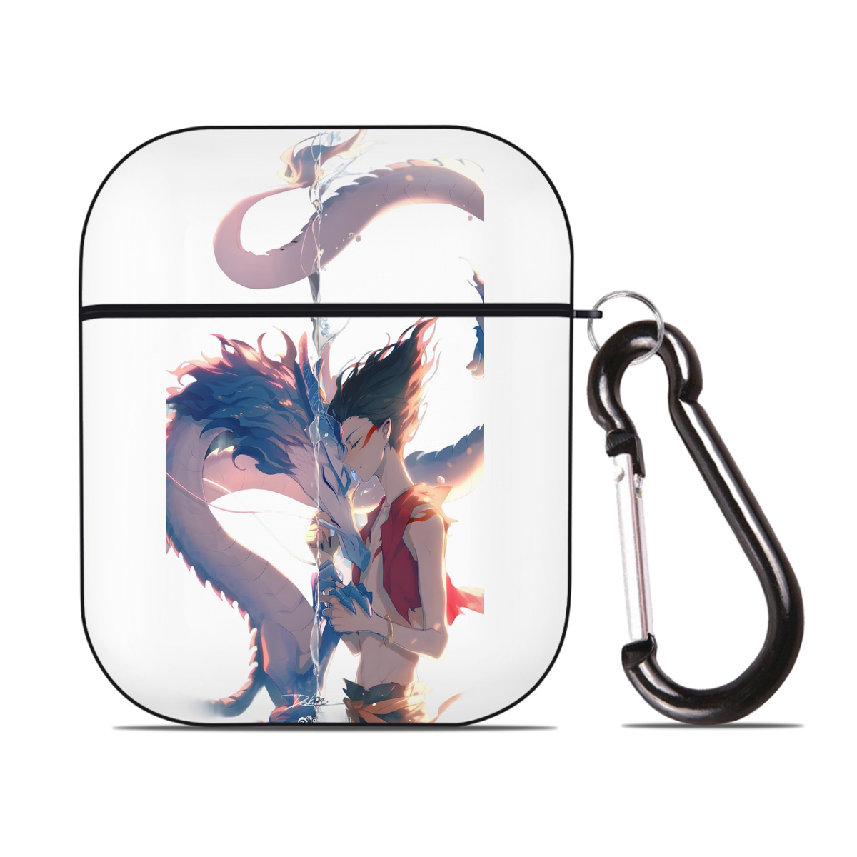 （画像用） Ne Zha 2 ナタ 魔童の大暴れ AirPods 第2世代保護ケース ハードシェル ブラック 耐衝撃・防指紋・カラビナ付き