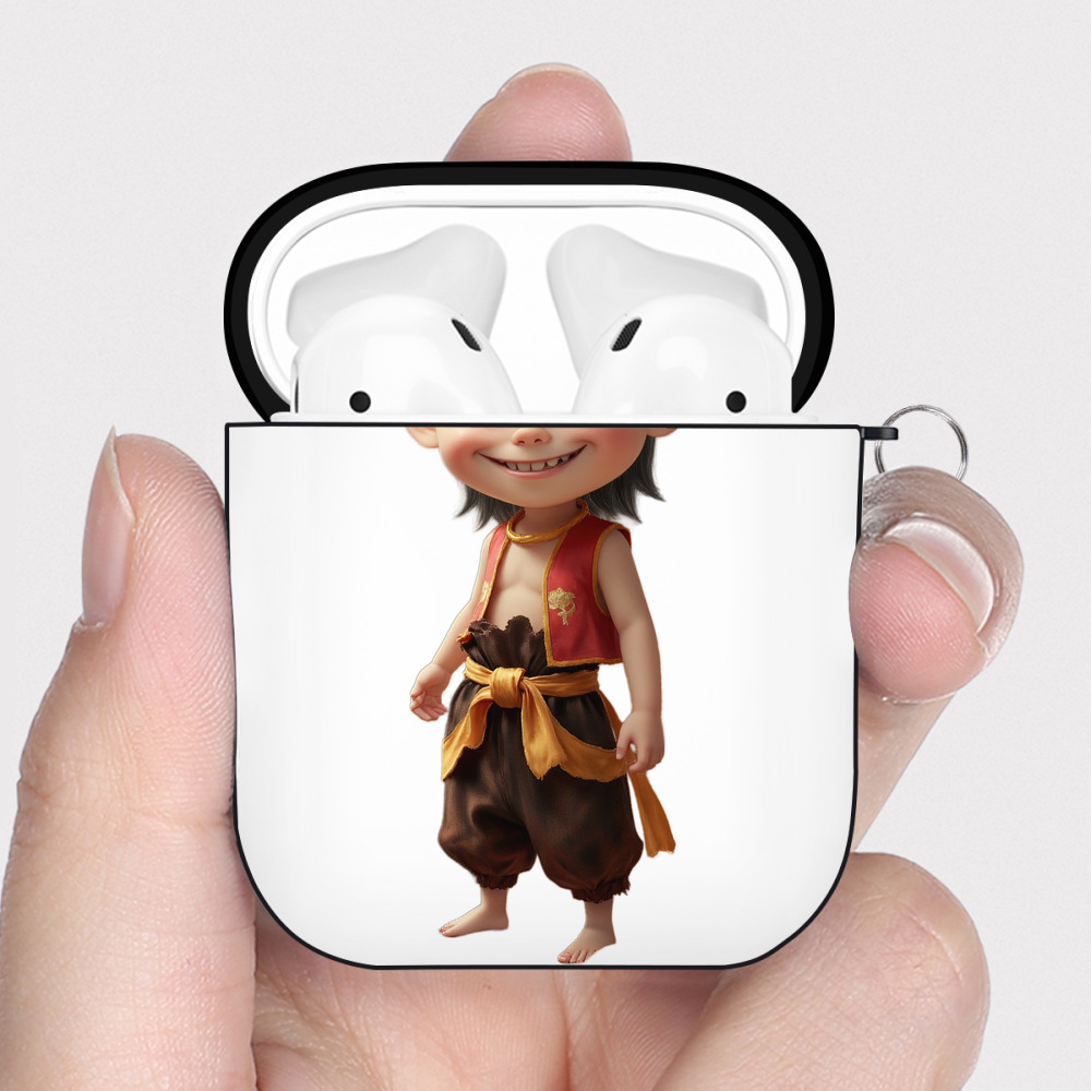 （画像用） Ne Zha 2 ナタ 魔童の大暴れ AirPods 第2世代保護ケース ハードシェル ブラック 耐衝撃・防指紋・カラビナ付き