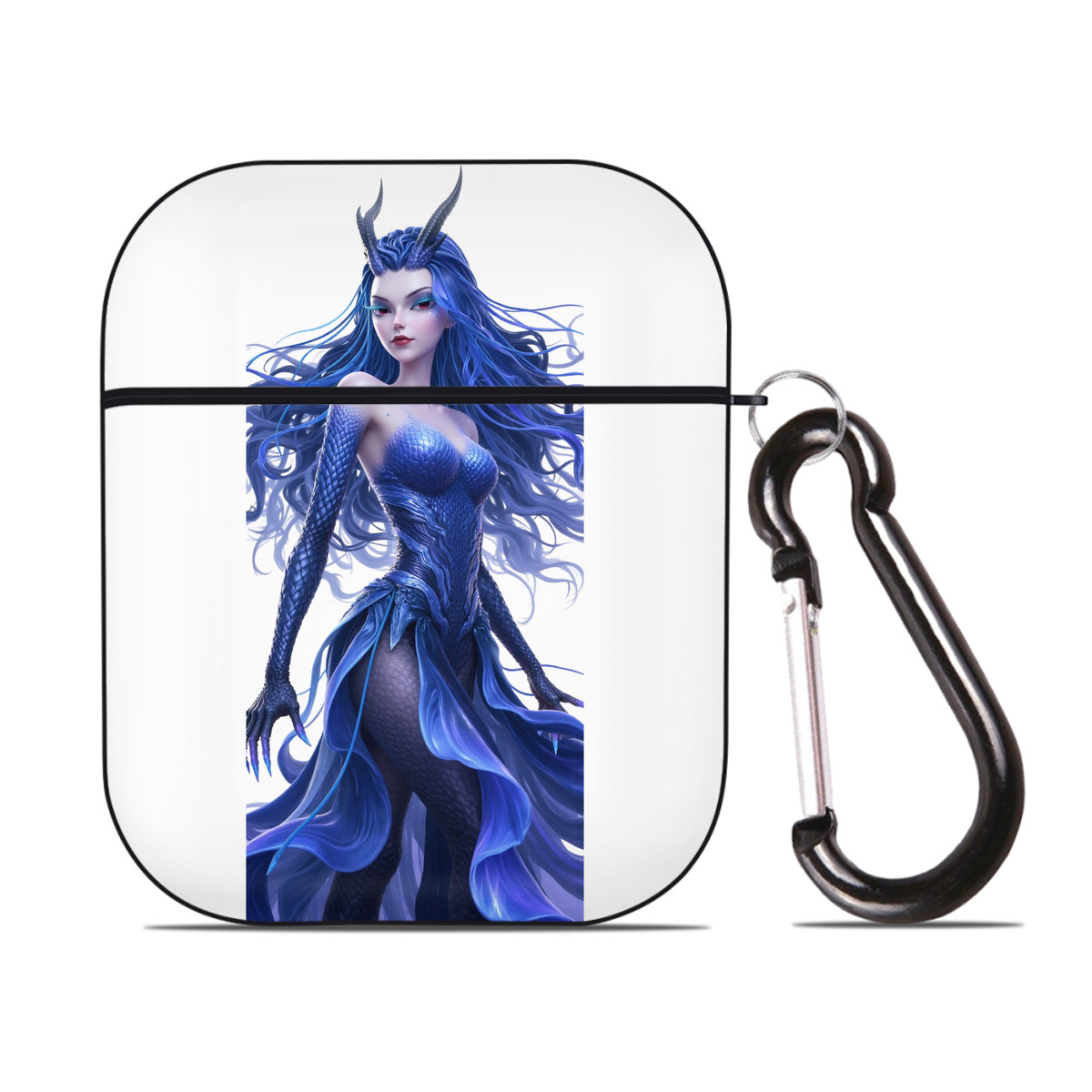（画像用） Ne Zha 2 ナタ 魔童の大暴れ AirPods 第2世代保護ケース ハードシェル ブラック 耐衝撃・防指紋・カラビナ付き
