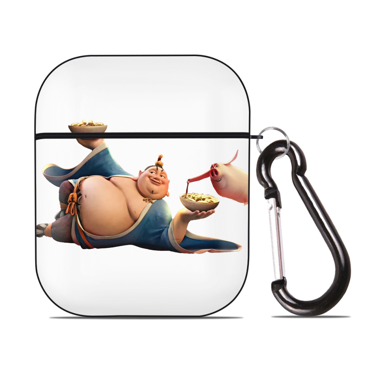 （画像用） Ne Zha 2 ナタ 魔童の大暴れ AirPods 第2世代保護ケース ハードシェル ブラック 耐衝撃・防指紋・カラビナ付き