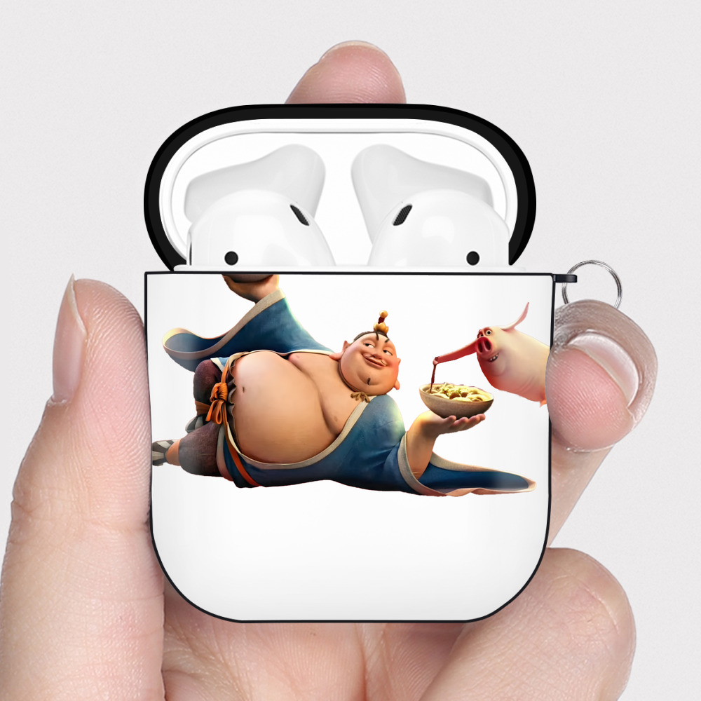 （画像用） Ne Zha 2 ナタ 魔童の大暴れ AirPods 第2世代保護ケース ハードシェル ブラック 耐衝撃・防指紋・カラビナ付き