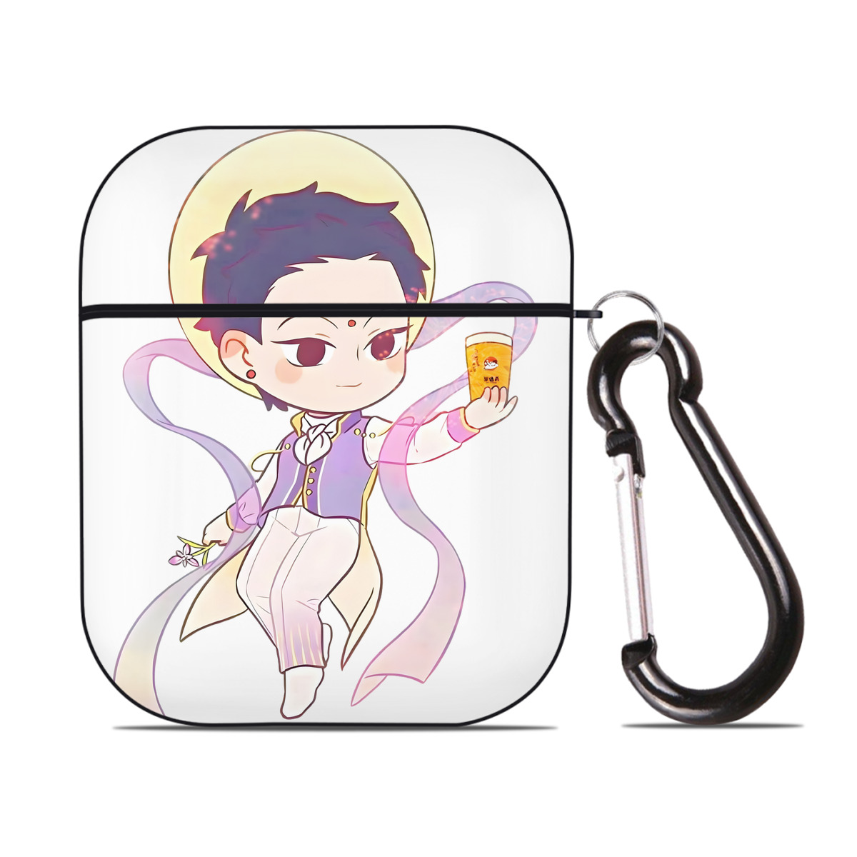 （画像用） Ne Zha 2 ナタ 魔童の大暴れ AirPods 第2世代保護ケース ハードシェル ブラック 耐衝撃・防指紋・カラビナ付き
