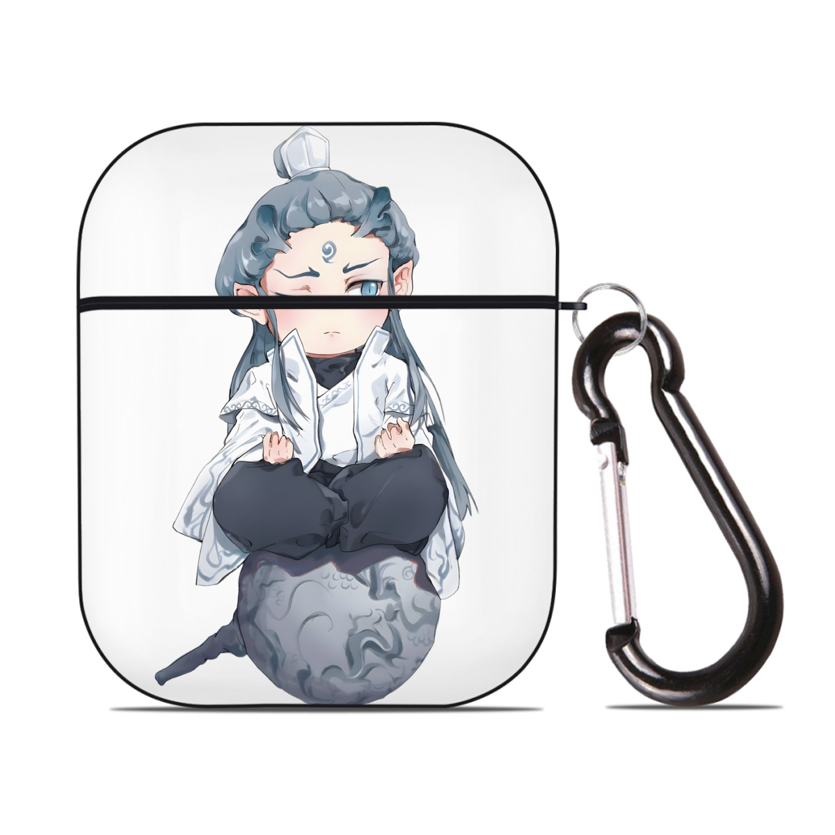 （画像用） Ne Zha 2 ナタ 魔童の大暴れ AirPods 第2世代保護ケース ハードシェル ブラック 耐衝撃・防指紋・カラビナ付き