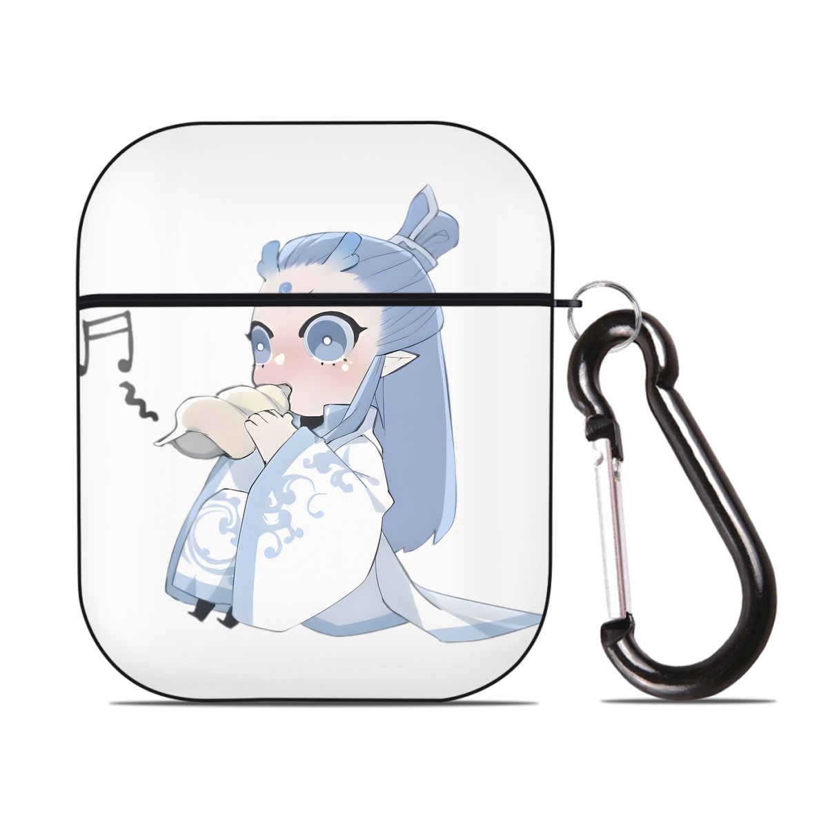 （画像用） Ne Zha 2 ナタ 魔童の大暴れ AirPods 第2世代保護ケース ハードシェル ブラック 耐衝撃・防指紋・カラビナ付き