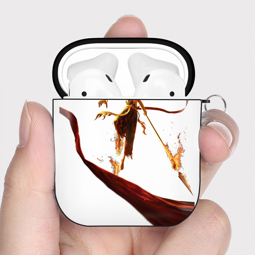 （画像用） Ne Zha 2 ナタ 魔童の大暴れ AirPods 第2世代保護ケース ハードシェル ブラック 耐衝撃・防指紋・カラビナ付き