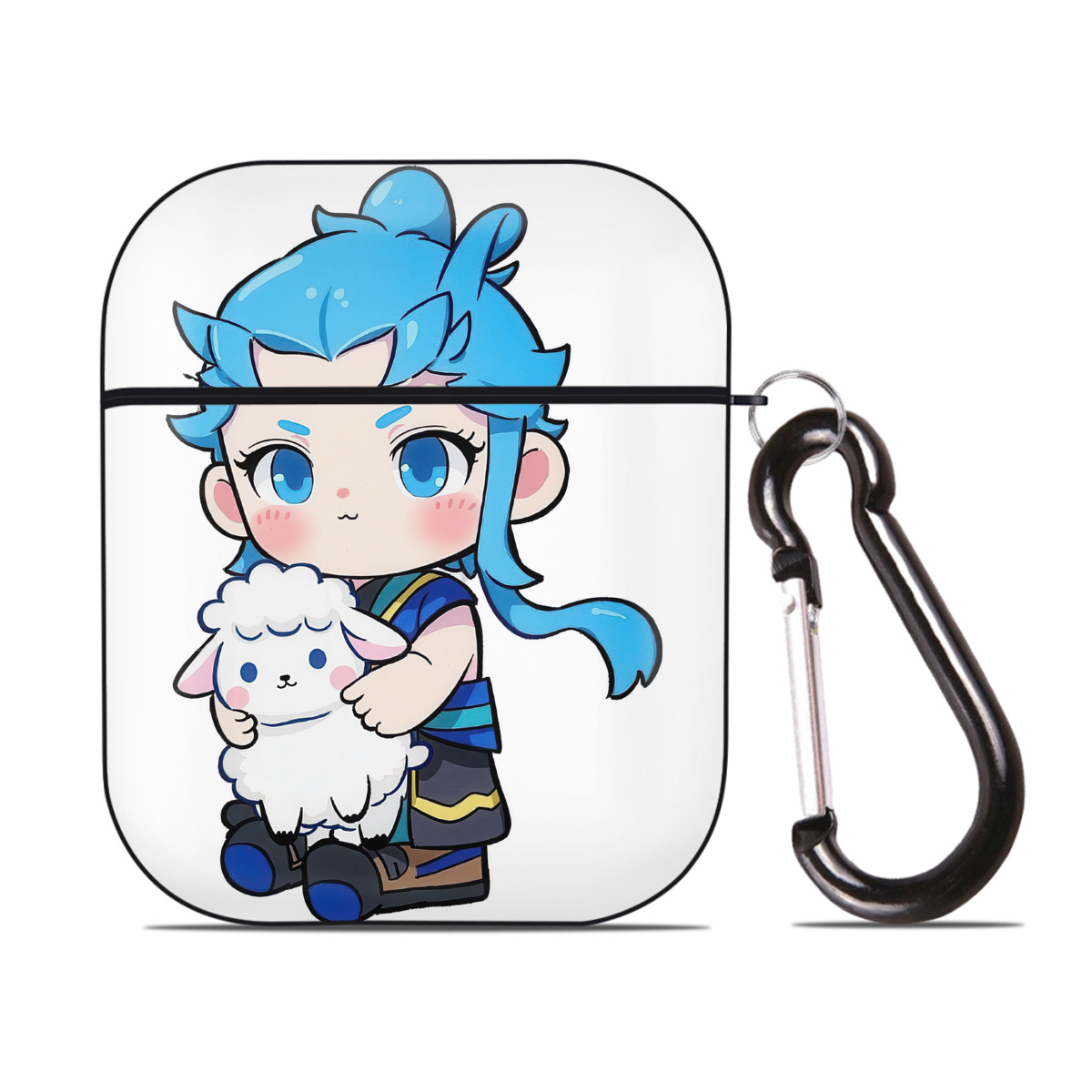 （画像用） Ne Zha 2 ナタ 魔童の大暴れ AirPods 第2世代保護ケース ハードシェル ブラック 耐衝撃・防指紋・カラビナ付き