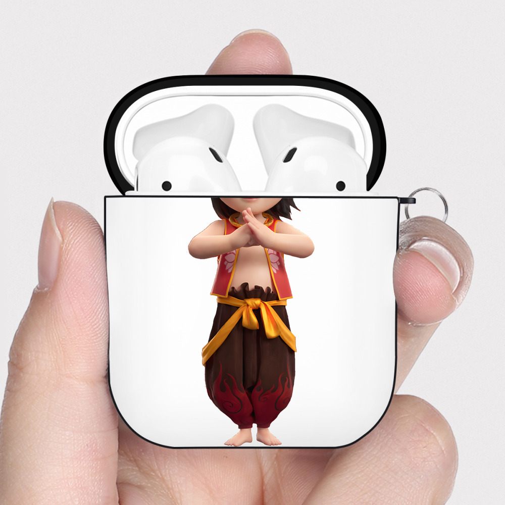 （画像用） Ne Zha 2 ナタ 魔童の大暴れ AirPods 第2世代保護ケース ハードシェル ブラック 耐衝撃・防指紋・カラビナ付き