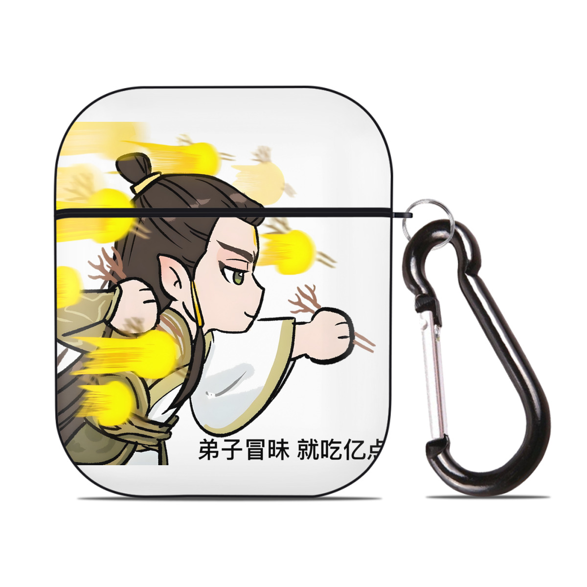 （画像用） Ne Zha 2 ナタ 魔童の大暴れ AirPods 第2世代保護ケース ハードシェル ブラック 耐衝撃・防指紋・カラビナ付き