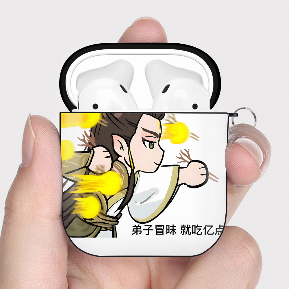 （画像用） Ne Zha 2 ナタ 魔童の大暴れ AirPods 第2世代保護ケース ハードシェル ブラック 耐衝撃・防指紋・カラビナ付き