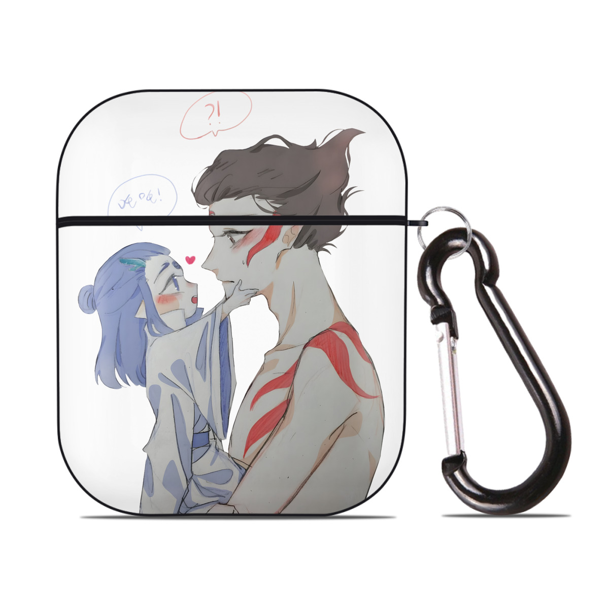 （画像用） Ne Zha 2 ナタ 魔童の大暴れ AirPods 第2世代保護ケース ハードシェル ブラック 耐衝撃・防指紋・カラビナ付き