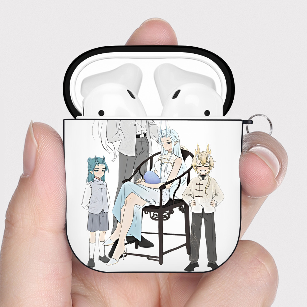 （画像用） Ne Zha 2 ナタ 魔童の大暴れ AirPods 第2世代保護ケース ハードシェル ブラック 耐衝撃・防指紋・カラビナ付き