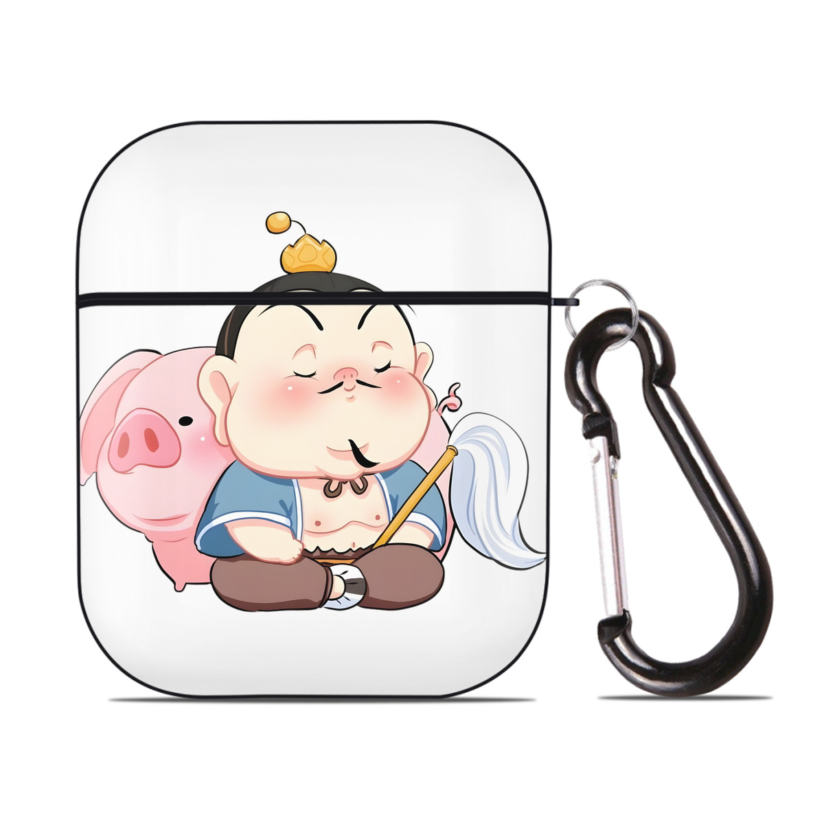 （画像用） Ne Zha 2 ナタ 魔童の大暴れ AirPods 第2世代保護ケース ハードシェル ブラック 耐衝撃・防指紋・カラビナ付き