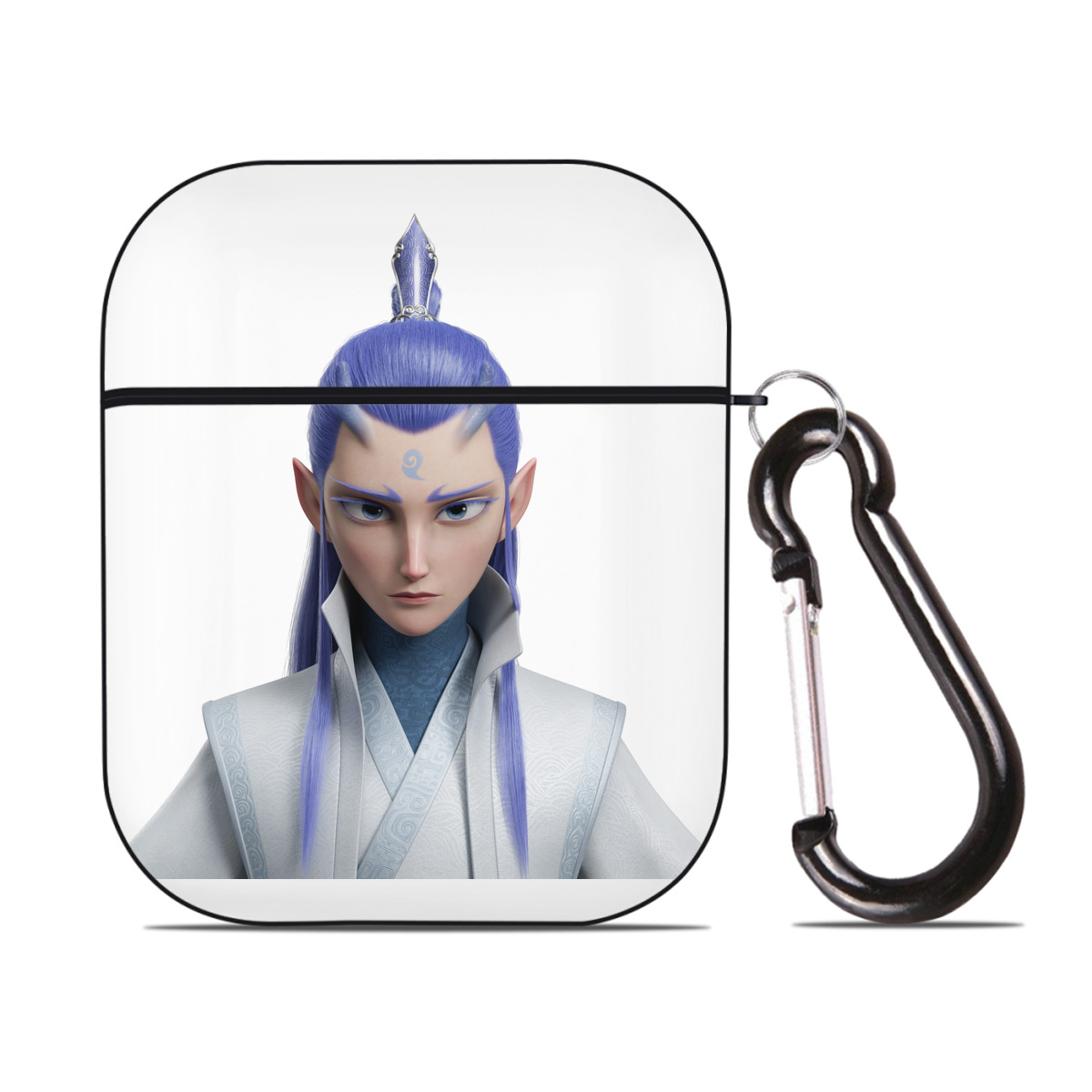 （画像用） Ne Zha 2 ナタ 魔童の大暴れ AirPods 第2世代保護ケース ハードシェル ブラック 耐衝撃・防指紋・カラビナ付き