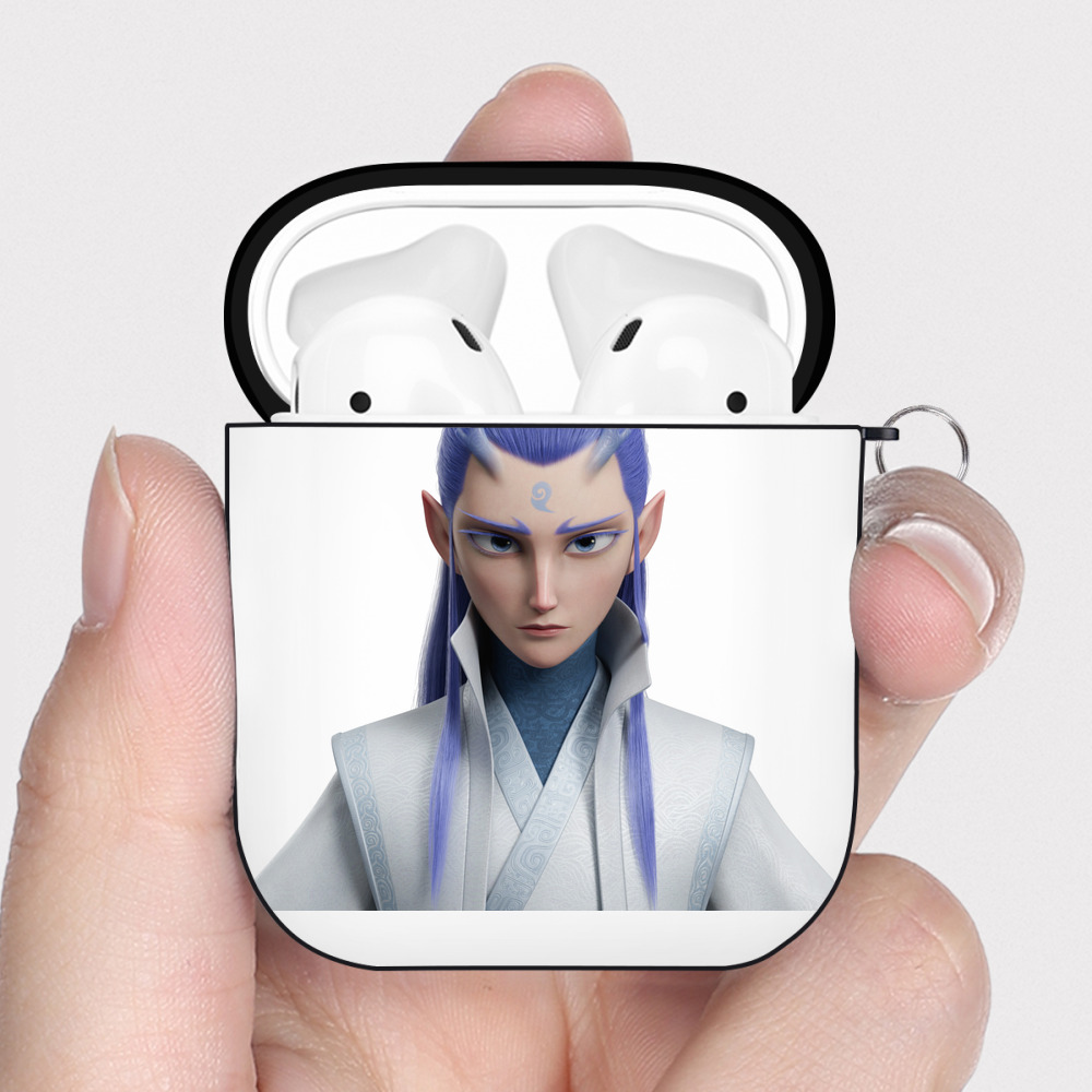 （画像用） Ne Zha 2 ナタ 魔童の大暴れ AirPods 第2世代保護ケース ハードシェル ブラック 耐衝撃・防指紋・カラビナ付き