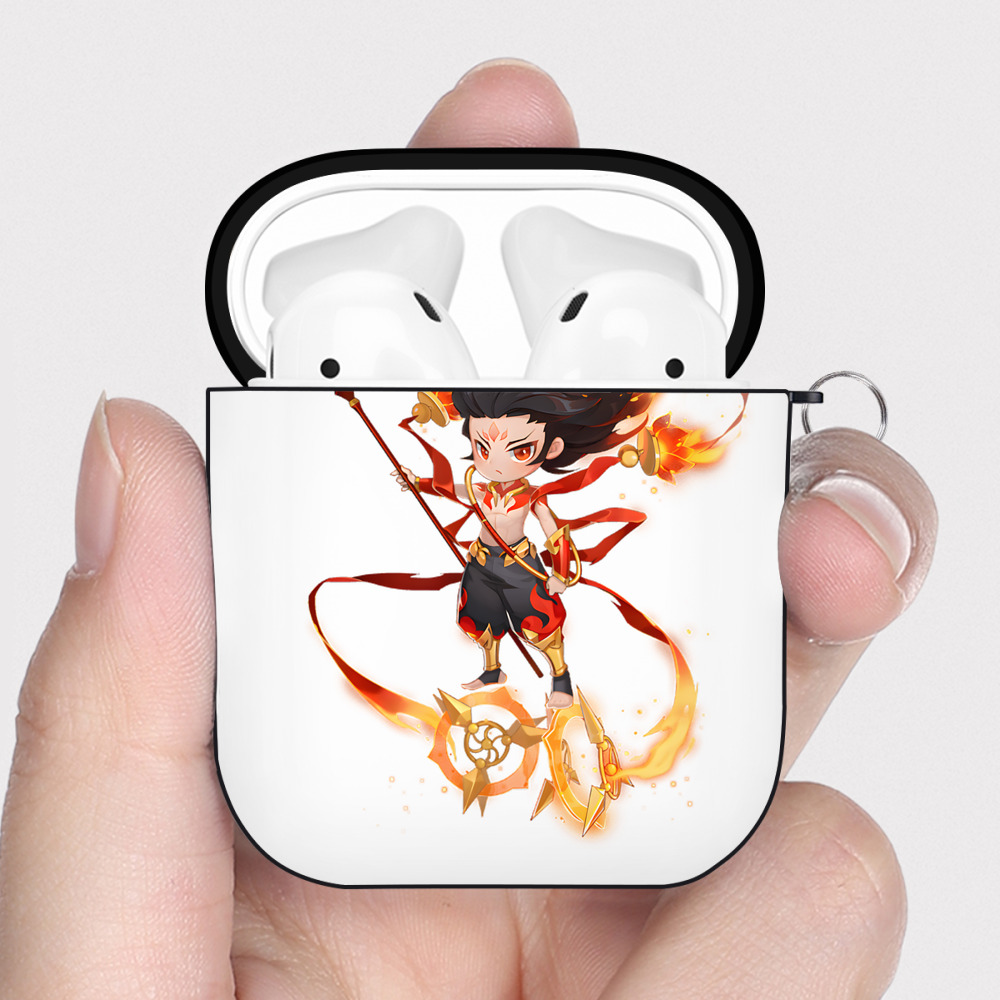 （画像用） Ne Zha 2 ナタ 魔童の大暴れ AirPods 第2世代保護ケース ハードシェル ブラック 耐衝撃・防指紋・カラビナ付き