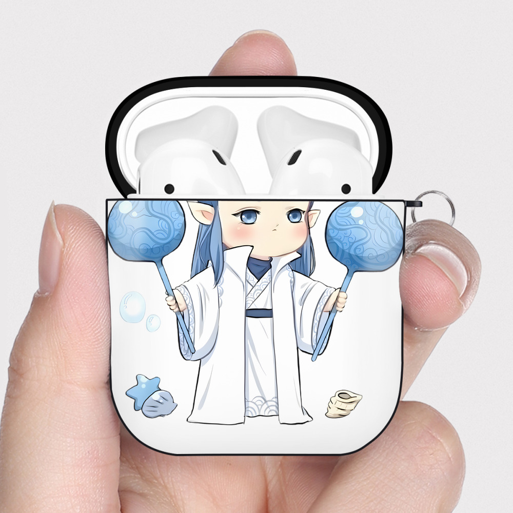 （画像用） Ne Zha 2 ナタ 魔童の大暴れ AirPods 第2世代保護ケース ハードシェル ブラック 耐衝撃・防指紋・カラビナ付き