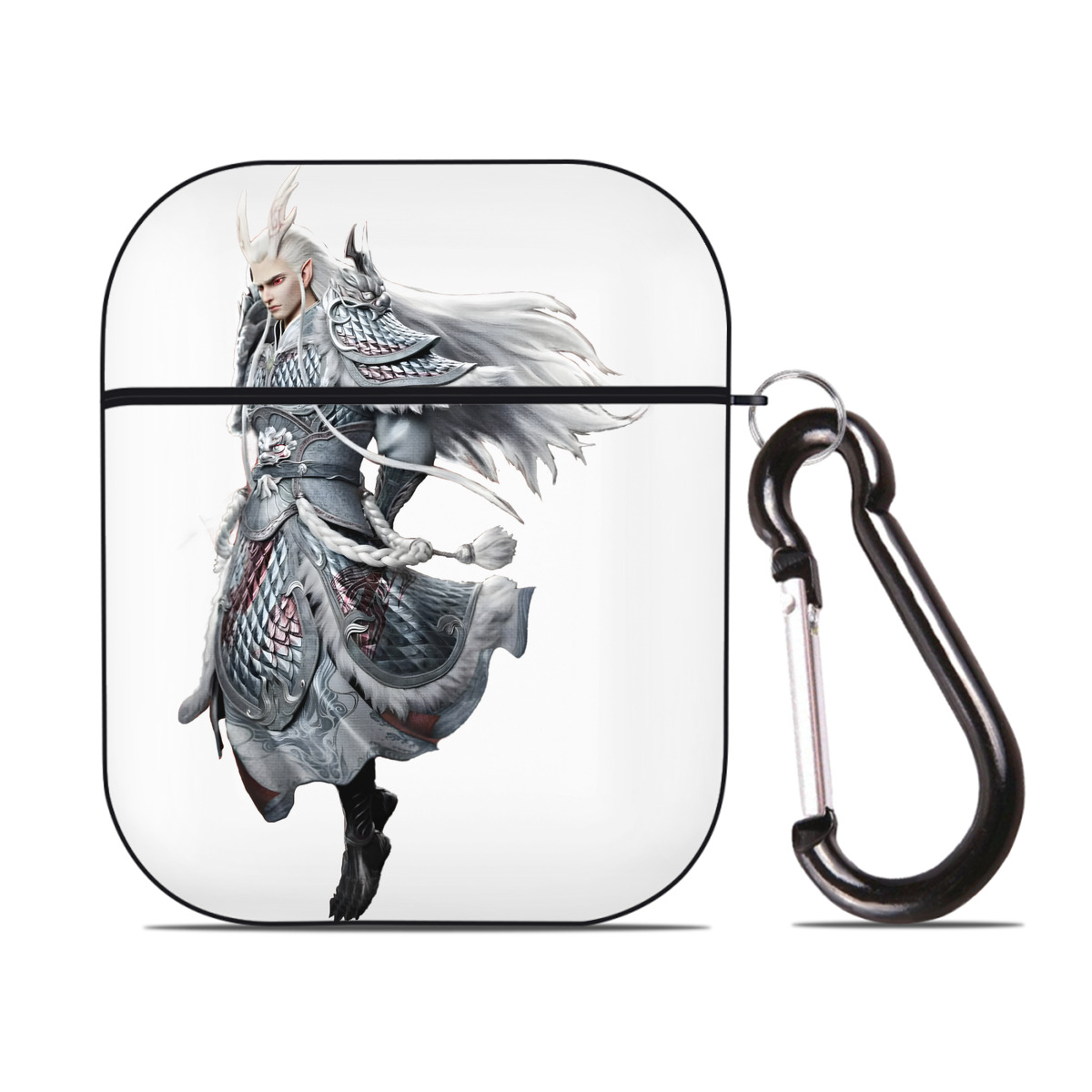 （画像用） Ne Zha 2 ナタ 魔童の大暴れ AirPods 第2世代保護ケース ハードシェル ブラック 耐衝撃・防指紋・カラビナ付き