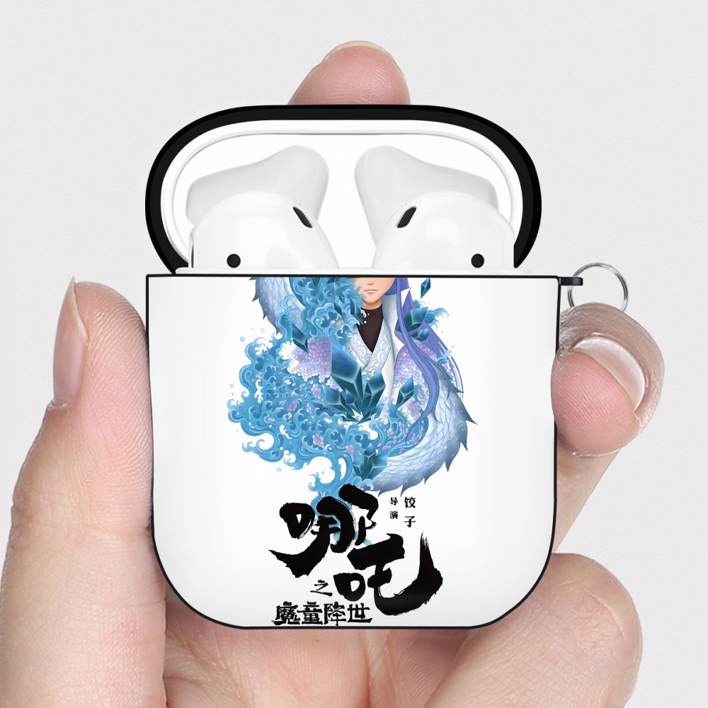 （画像用） Ne Zha 2 ナタ 魔童の大暴れ AirPods 第2世代保護ケース ハードシェル ブラック 耐衝撃・防指紋・カラビナ付き
