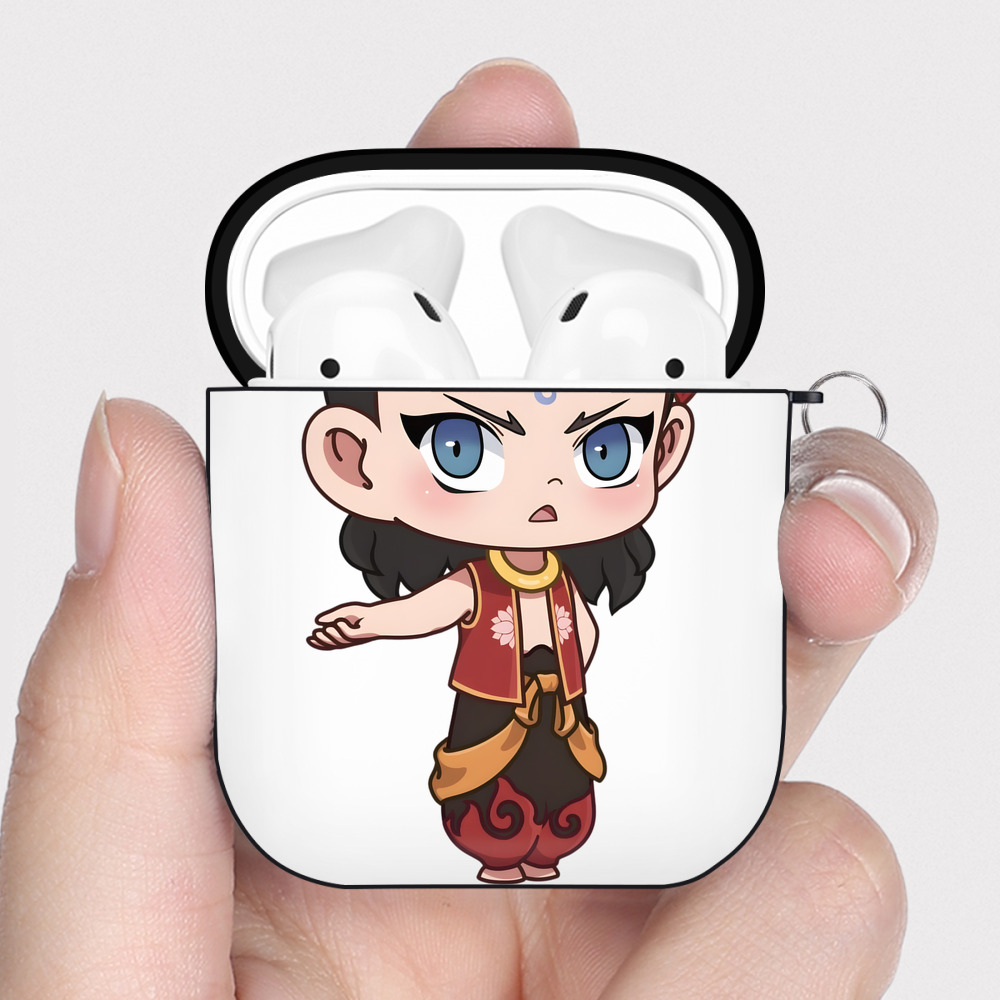 （画像用） Ne Zha 2 ナタ 魔童の大暴れ AirPods 第2世代保護ケース ハードシェル ブラック 耐衝撃・防指紋・カラビナ付き