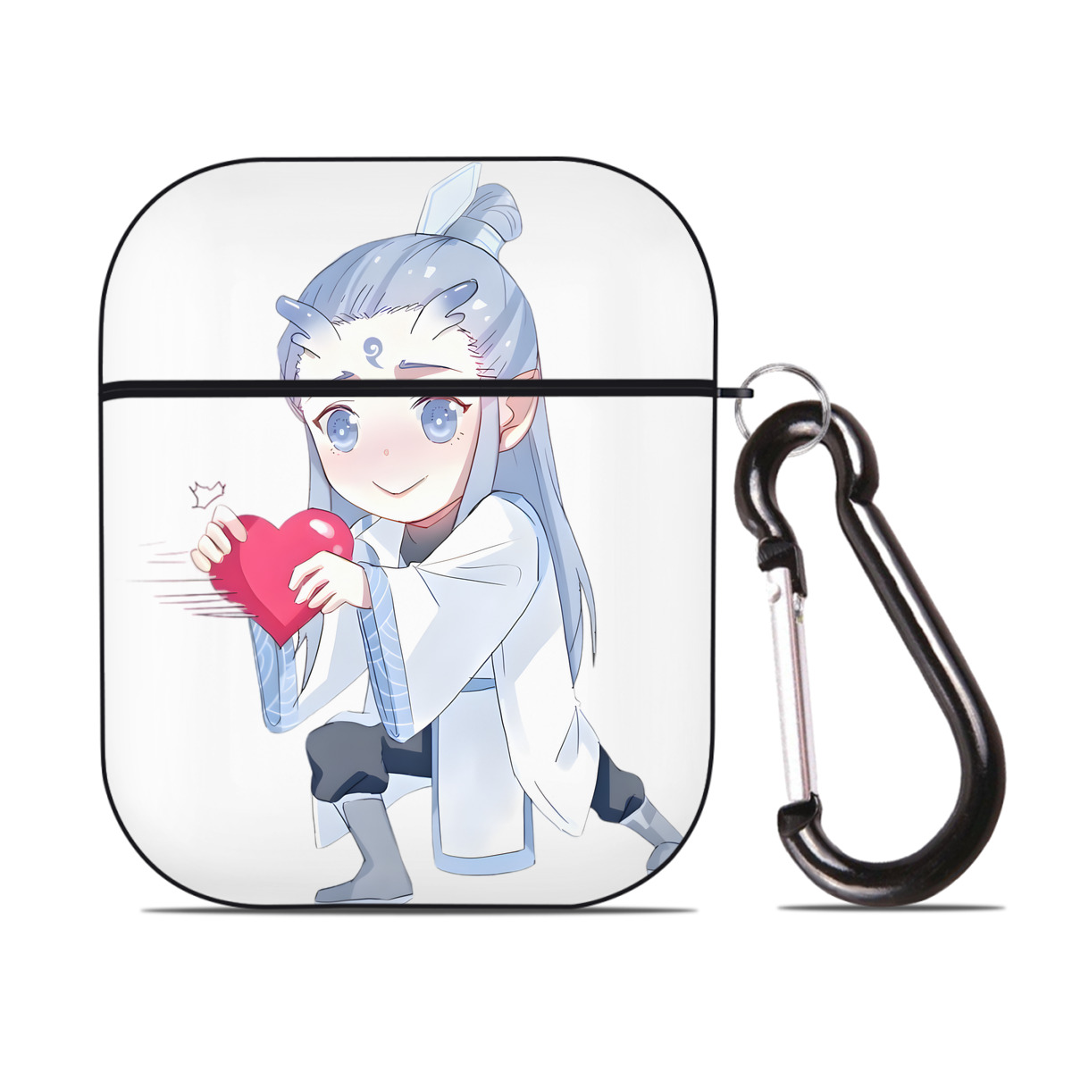 （画像用） Ne Zha 2 ナタ 魔童の大暴れ AirPods 第2世代保護ケース ハードシェル ブラック 耐衝撃・防指紋・カラビナ付き
