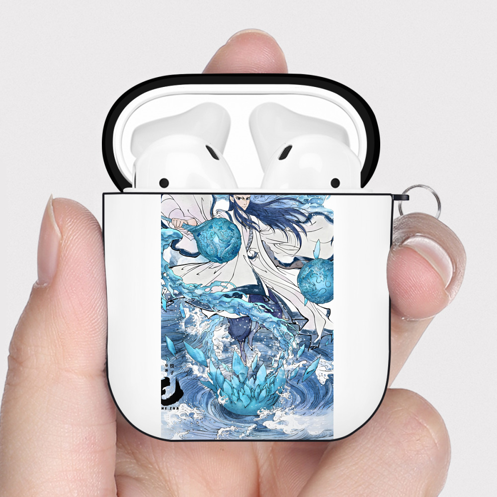 （画像用） Ne Zha 2 ナタ 魔童の大暴れ AirPods 第2世代保護ケース ハードシェル ブラック 耐衝撃・防指紋・カラビナ付き