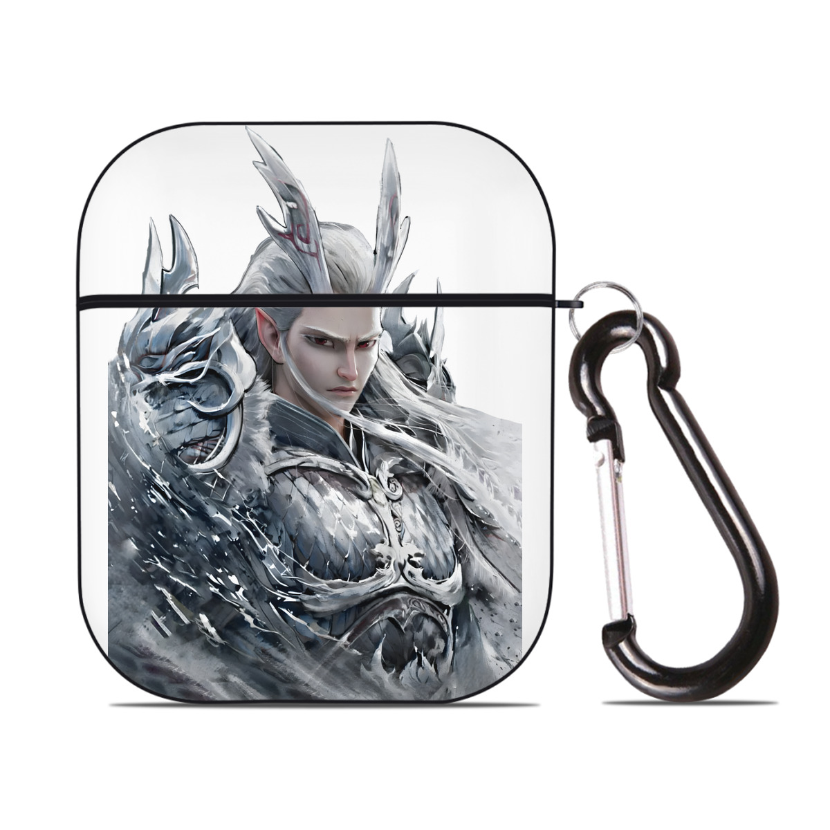 （画像用） Ne Zha 2 ナタ 魔童の大暴れ AirPods 第2世代保護ケース ハードシェル ブラック 耐衝撃・防指紋・カラビナ付き