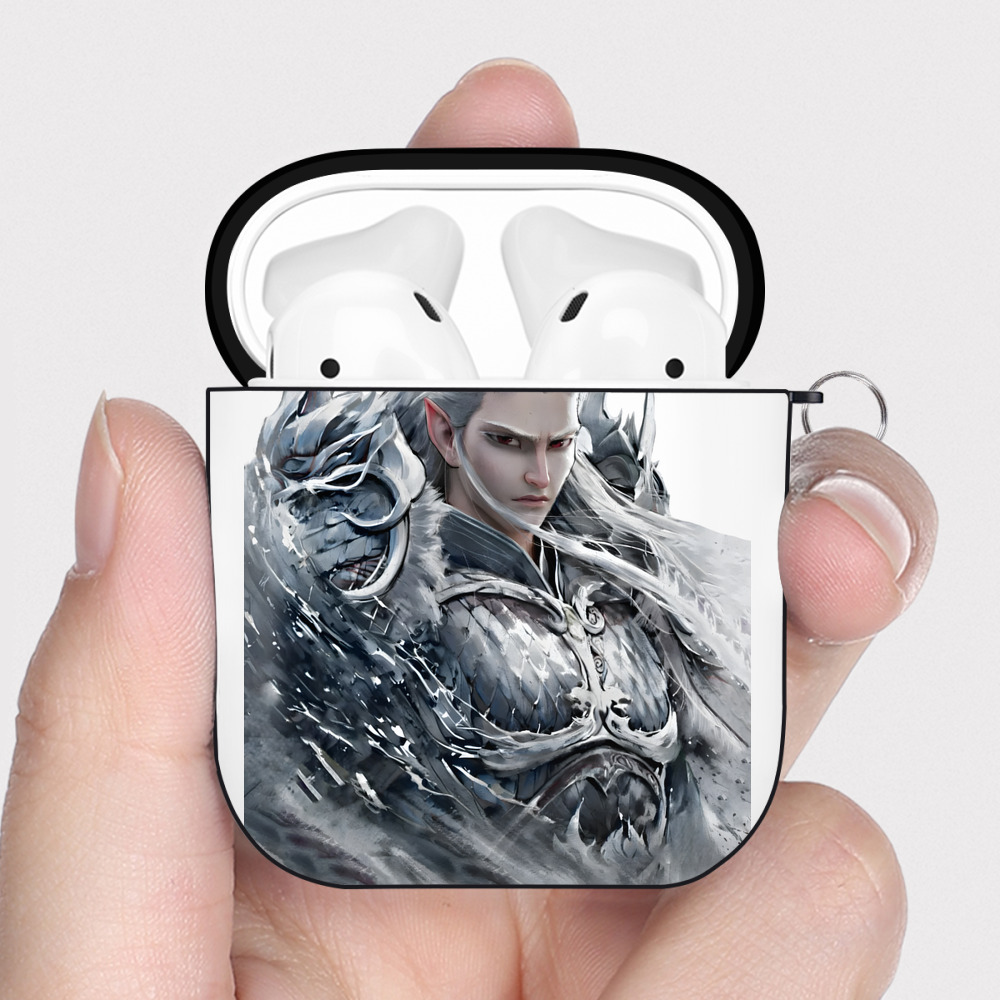 （画像用） Ne Zha 2 ナタ 魔童の大暴れ AirPods 第2世代保護ケース ハードシェル ブラック 耐衝撃・防指紋・カラビナ付き
